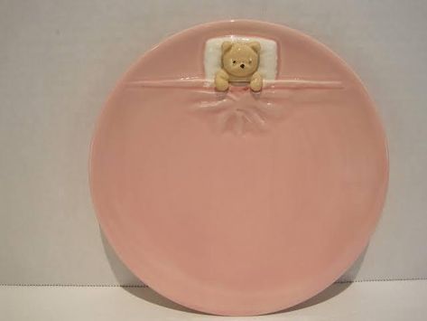 Vintage 1981 Sleeping Teddy Bear Ivory Plate blushwishlist💌 12,759 notes Bear Ceramic, Pink Plates, Clay Diy Projects, Brown Teddy Bear, Apple New, Pink Bedding, Crafts For Girls, White Pillows, Diy Clay