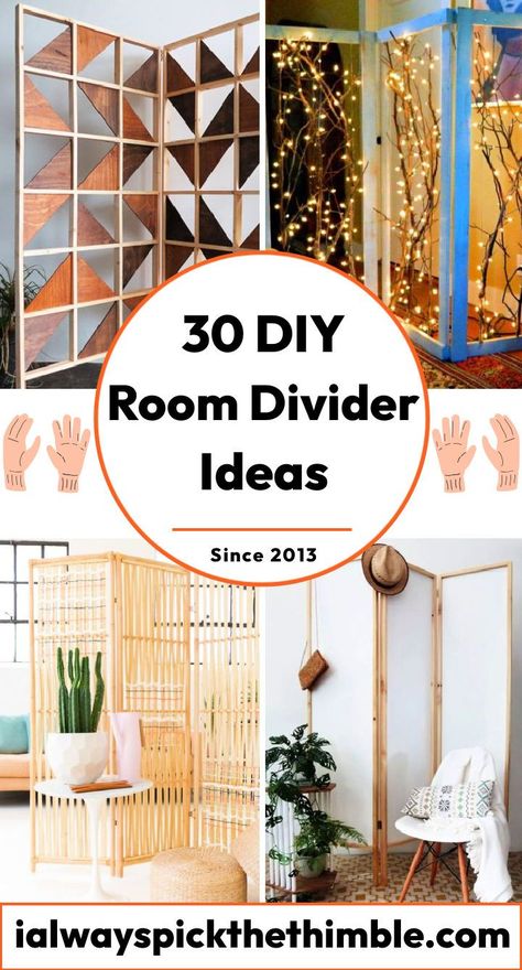 30 Cheap DIY Room Divider Ideas: How to Make a Room Divider Tapestry Room Divider, Divide Big Living Room, Diy Wall Separator, Small Space Room Divider, Ikea Room Dividers, Simple Room Divider Ideas, Painted Room Divider, Unique Room Divider Ideas, Diy Divider Wall Partition Ideas