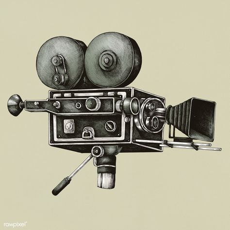 Video camera vintage style illustration | free image by rawpixel.com Camera Drawing Art, Vintage Video Camera, Quetzalcoatl Tattoo, Camera Illustration, Photo Studio Background, Cool Technology Gadgets, Camera Drawing, Camera Tattoo, Free Illustration Images