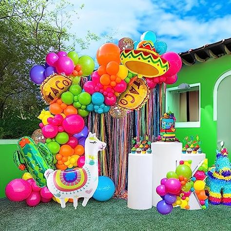 Mexican Fiesta Party Decorations, Colorful Party Decorations, Mexican Fiesta Birthday Party, Carnival Party Decorations, Fiesta Party Supplies, Fiesta Bridal Shower, Balloon Arch Kit, Mexican Fiesta Party, Balloon Garland Diy