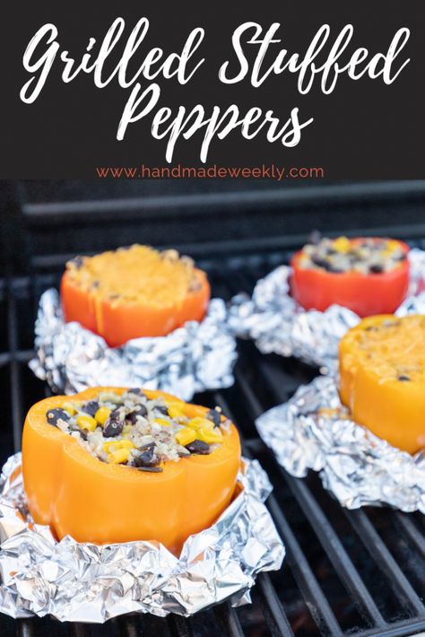 Stuffed peppers on the grill | The Ultimate Pinterest Party Week 258 Peppers On The Grill, Grilled Stuffed Peppers, Baked Brie Appetizer, Basmati Rice Recipes, Easter Side Dishes, Quick Lunch Recipes, Barbecue Recipes, On The Grill, The Grill