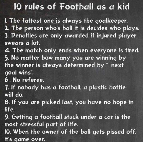 The rules of football as a kid - Win Picture | Webfail - Fail Pictures and Fail Videos Soccer Rules, Football Rules, Handstand Push Up, Basal Metabolic Rate, Rules For Kids, Workout Results, Funny Jokes For Adults, Football Funny, Keep Fit