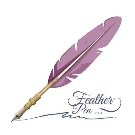 Writing Feather, Feather Ink Pen, Feather Pen Logo, Feather Drawing Biro, Feather Sketch, Rotring Pens, Feather Vector Illustration, Feather Icon, Ink Logo