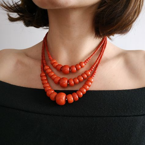 Ukrainian Jewelry, Coral Jewellery, Coral Pattern, Bamboo Coral, Necklace Big, Ethnic Necklaces, Orange Coral, The Coral, Natural Coral