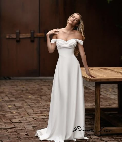 Scoop Neck Off Shoulder Wedding Dress, Off Shoulder Sweetheart Neckline Dress, Scoop Neck Off The Shoulder Wedding Dress, Off Shoulder Chiffon Wedding Dress, Off The Shoulder Sweetheart Dress, Off The Shoulder Empire Wedding Dress, Off Shoulder Dress With Straps, Wedding Dresses Off Shoulder Sleeves, Off The Shoulder Chiffon Wedding Dress