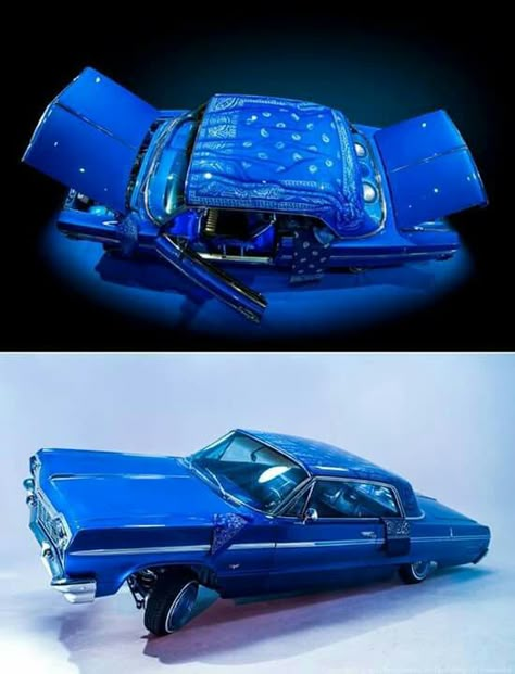 Impala Lowrider, Lowrider Model Cars, Donk Cars, 64 Impala, Lowrider Trucks, Custom Cars Paint, Nike Shoes Air Force, Blue Artwork, Lowrider Cars