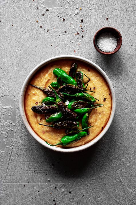 Minneapolis Food, Blistered Shishito Peppers, How To Cook Polenta, Spiced Honey, Shishito Peppers, Pantry Recipes, Simple Pantry, Honey And Soy Sauce, Honey Soy