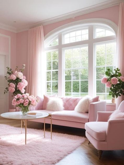 Pink House Interior, Pink Apartment, Girly Apartment Decor, Pink Furniture, Dream Apartment Decor, Pink Living Room, Casa Vintage, Colourful Living Room, Pink Home Decor