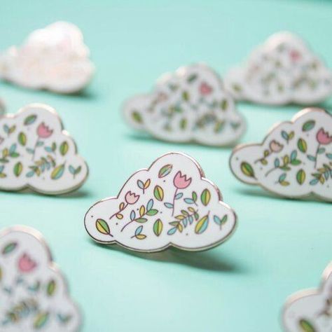 Sparrowandwolfshop pin Flower Cloud, Pastel Cupcakes, Enamel Pin Collection, Backpack Pins, Jacket Pins, Pin Game, Pretty Pins, Enamel Pin Badge, Cool Pins