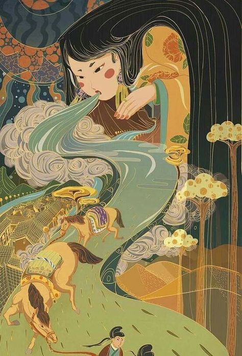 معرض فني, Arte Peculiar, Art Chinois, Art Mignon, Japanese Illustration, Japon Illustration, Art Japonais, Arte Inspo, Art Et Illustration