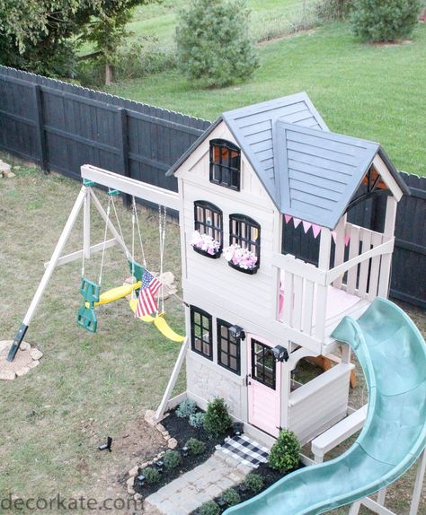 Playset Makeover, Backyard Playset, Backyard Playhouse, Kids Outdoor Play, Playhouse Outdoor, Playset Outdoor, Toy House, Backyard Playground, Backyard Play