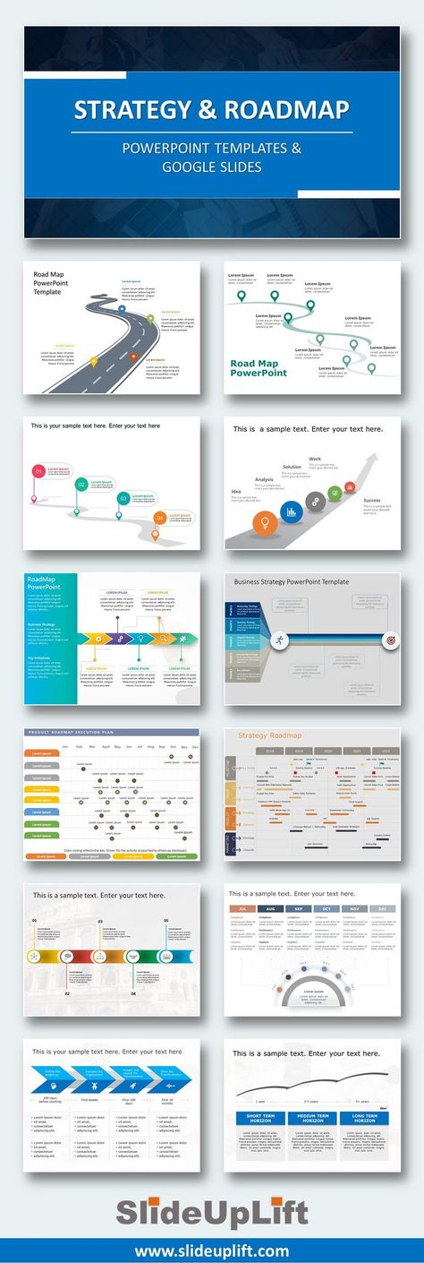 Strategy & Roadmap Templates For PowerPoint | Google Slides Templates | SlideUpLift Business Roadmap Templates, It Strategy Roadmap, Data Strategy Roadmap, Strategic Planning Template Presentation, Roadmap Design Ideas, Strategy Planning Template, Roadmap Presentation, Strategy Roadmap, Powerpoint Presentation Ideas