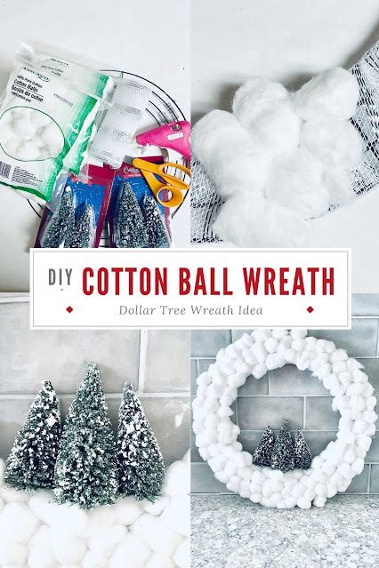 How to make a cotton ball wreath. If you need Dollar Tree wreath ideas, this is cheap and very easy to make. I made a winter cotton ball wreath DIY, but you can easily swap the decoration to make a Christmas or fall wreath. This is a Dollar Tree wire wreath idea that costs about $4 to make! It's perfect for beginners and makes a cute winter decoration. Dollar Tree Wreath Ideas, Dollar Tree Wreath Diy, Cotton Ball Wreath, Tree Wreath Diy, Dollar Tree Wreath, Ball Wreath, Diy Home Accessories, Cute Diy Projects, Tree Wreath