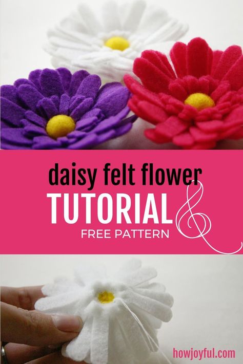 Felt Flower Template Free Pattern, Felt Daisy Pattern, Felt Daisy Diy, Felt Flowers Patterns Templates Free Printable, Felt Flowers Diy Pattern Free Printable, Felt Flower Templates Printable Free, How To Make Felt Flowers, Diy Flower Template, Printable Flower Pattern