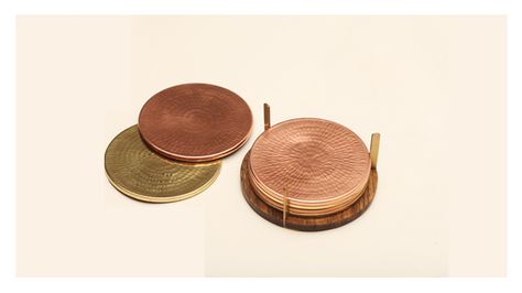 "Coaster Set" from "Coppre" on @MarketStreat Cottage Mansion, Copper Coasters, Copper Interior, Brass Interior, Copper Vase, Kitchen Gear, Selling Handmade Items, Indian Inspired, Copper Kitchen