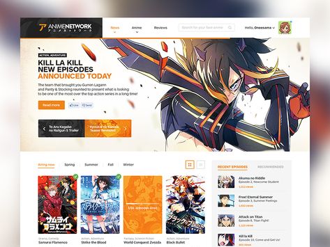 Anime Website Concept by Isa Pinheiro Manga Websites, Anime Website, Free Business Logo, Website Concept, Anime Sites, Gfx Design, Anime Websites, Web Ui Design, Website Template Design