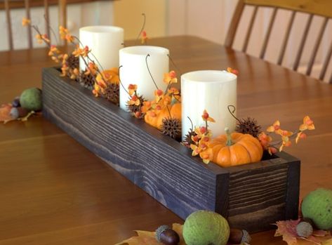 Learn how to make a wood box centerpiece that can be used for home decor in any season. Wooden Box Centerpiece, Wood Box Centerpiece, Box Centerpiece, Wooden Centerpieces, Fall Table Centerpieces, Thanksgiving Decorations Diy, Fall Thanksgiving Decor, Fall Deco, Fall Decorations Porch