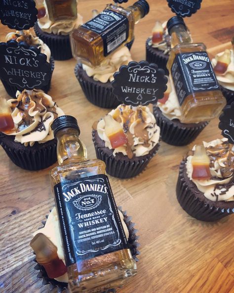 Alcohol Theme Cupcakes, Whiskey And Coke, Coke Cupcakes, Whiskey Bottles, Caramel Buttercream, Beer Cake, Creamy Caramel, Cola Bottle, Cupcake Flavors