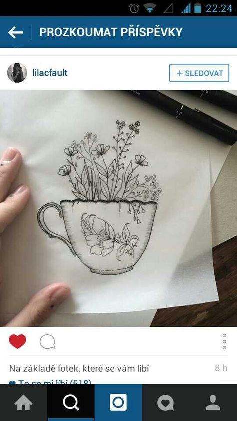 lovely cute tattoo cup flowers Tea Cup Tattoo With Flowers, Coffee Cup And Flowers Tattoo, Coffee Mug With Flowers Tattoo, Flowers In Coffee Mug Tattoo, Coffee Cup With Flowers Drawing, Floral Coffee Cup Tattoo, Flowers In Teacup Tattoo, Antique Tea Cup Tattoo, Simple Tea Cup Tattoo