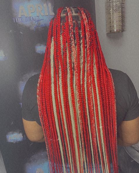 Strawberry Shortcake Knotless Braids, Blond And Red Braids, Strawberry Shortcake Braids, Colorful Knotless Braids, 18th Birthday Hairstyles, Peekaboo Braids, Relax Hair, Braids Red, Knotless Braids Hairstyles