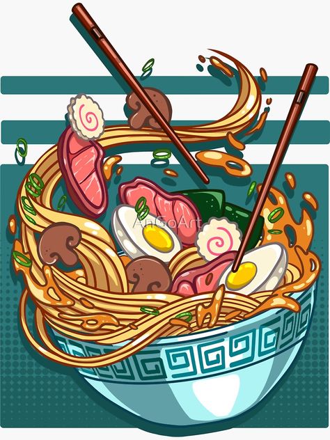 Japanese Ramen Bowl, Photo Kawaii, Noodle Art, Japan Illustration, Fotografi Vintage, Food Illustration Art, Japanese Ramen, Japanese Illustration, Food Drawings