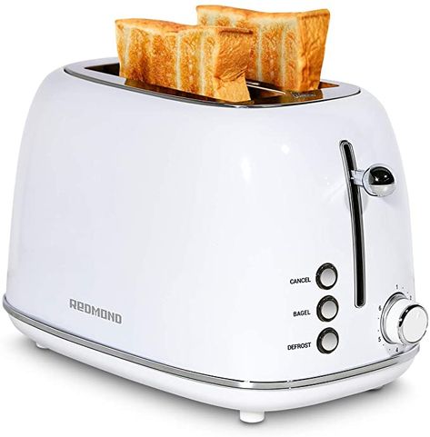 Amazon.com: REDMOND 2 Slice Toaster Retro Stainless Steel Toaster with Bagel, Cancel, Defrost Function and 6 Bread Shade Settings Bread Toaster, Extra Wide Slot and Removable Crumb Tray, White, ST028: Kitchen & Dining Retro Toaster, Bread Toaster, Stainless Steel Toaster, Cheese Bagels, Smoothie Blender, Cooking Appliances, Bread Machine, Toaster Oven, Small Kitchen Appliances