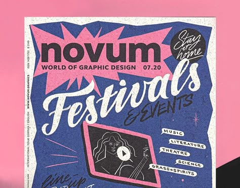 novum 07.20 »festivals & events« :: Behance Podcast Poster, Graphic Design Magazine, Graphic Design Infographic, Design 101, German English, 카드 디자인, Graphic Design Fonts, Grafic Design, Graphic Design Lessons