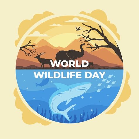 World wildlife day illustration with pla... | Free Vector #Freepik #freevector #animals #flat #illustration #environment World Wildlife Day, Wildlife Day, International Days, United Nations General Assembly, Day Illustration, Royal Castles, National Days, Poster Drawing, Pet Day