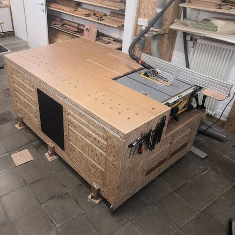 How I Made my New Mobile Workbench with Built-in Dewalt Table Saw | Dewalt Table Saw Station, Dewalt Table Saw Workbench, Fantasy Workshop, Table Saw Bench, Dewalt Table Saw, Small Table Saw, Table Saw Station, Table Saw Workbench, Miter Saw Table