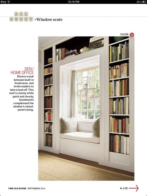 Small Window Seat, Luxury Home Library, Library Design Ideas, Library Video, Home Library Design Ideas, Cozy Home Library, Built In Window Seat, Floor To Ceiling Bookshelves, Home Library Rooms