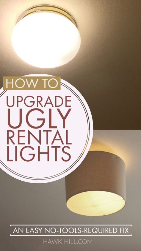 Try this simple hack to upgrade ugly rental lighting to sophisticated chic- without any wiring! Rental House Decorating, Lighting Makeover, Apartment Lighting, Boho Apartment, Nintendo Console, Ceiling Light Shades, Diy Ceiling, Inspire Me Home Decor, Rental Decorating