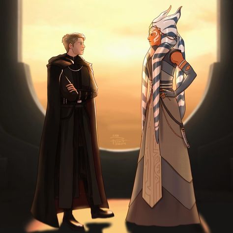 birds of a feather not drawn these two together in my au yet!! this is around what would be 19bby (in main SW chronology) ahsoka in my au grows to like 190-197cm (6'3-4) (not including motrals)!! i did draw anakin at 182cm (6' ) which he is but ahsoka looks miles taller so lets just say ani shrunk a tad in the past two decades, he is also balanced on one foot so theres that too, but truthfully ahsoka is just a tall queen enjoy the last slide using this as my contribution to my own pro... Ahsoka And Rex Love, Plo Koon And Ahsoka, Rex And Anakin, Ahsoka Tano Fanart, Ahsoka Novel, Ahsoka Anakin, Anakin And Ahsoka, Anakin Skywalker And Ahsoka Tano, Clone Wars Ahsoka