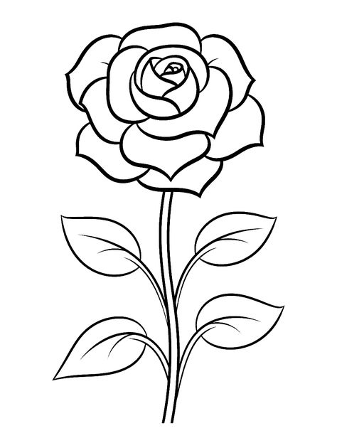 Flower Coloring Pages Free Printable, Pretty Flower Drawing, Realistic Rose Drawing, Hur Man Ritar Blommor, Printable Flower Coloring Pages, Rose Coloring Pages, Easy Flower Drawings, Drawing Hands, Dragon Coloring Page