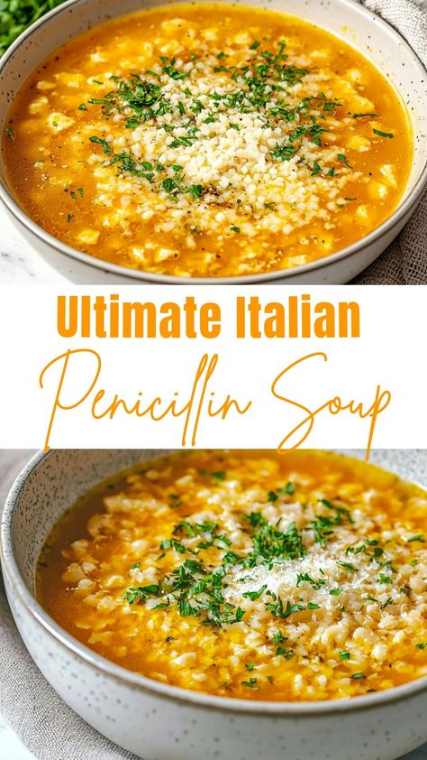 Soup Recipes: Ultimate Italian Penicillin Soup Penicillin Soup, Italian Penicillin, Homemade Mozzarella Sticks, Soup Italian, Brunch Salad, Raspberry Scones, Mocktail Recipe, Dinner Appetizers, Chicken Soup Recipes