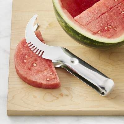 Probably the coolest kitchen gadget ever! Slice and serve Watermelon with ease! Williams Sonoma Watermelon Slicer #afflink New Products Coming Soon, Pineapple Corer, Asparagus Seasoning, Watermelon Slicer, Gifts For Foodies, Beef Soup Recipes, How To Make Guacamole, Cut Watermelon, Fruit Peeler