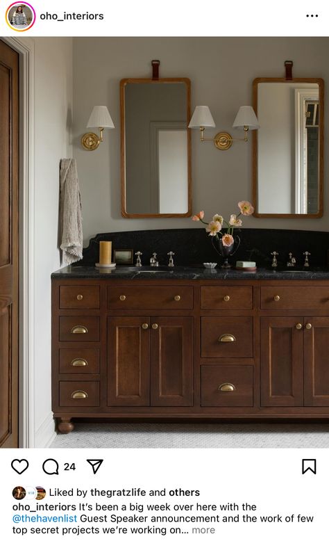 Dark Countertops Bathroom, Man Bathroom Ideas, Espresso Bathroom Cabinets, Dark Brown Bathroom, Man Bathroom, Dark Wood Bathroom, Dark Brown Cabinets, Traditional Bathrooms, Custom Bathroom Vanity