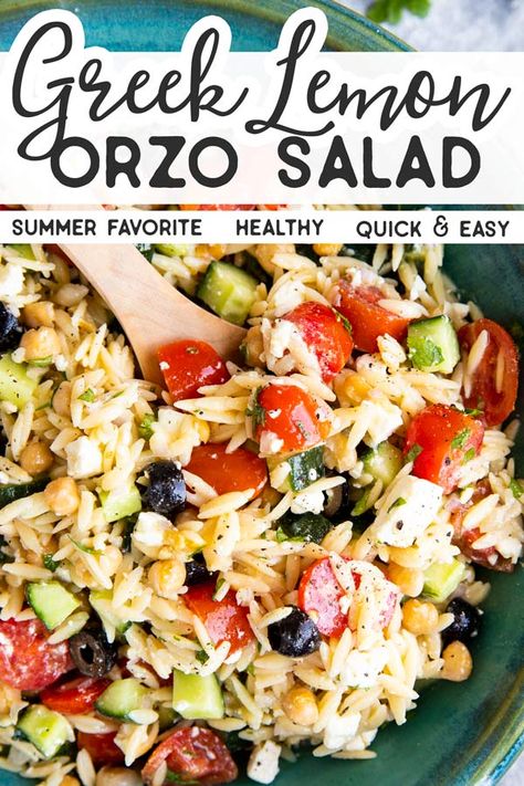 Zippy Orzo Summer Salad, Grilled Vegetable Orzo Salad, Orzo Greek Salad, Greek Lemon Orzo, Greek Orzo Pasta Salad Recipe, Orzo Salads, Orzo Salat, Lemon Orzo Salad, Easy Italian Pasta Salad