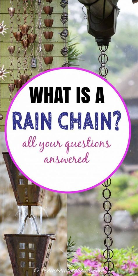 Chain Water Drain, Rain Chimes Diy, Rain Spout Drainage Downspout Ideas, Diy Rain Chain How To Make, Rain Chains Gutter Downspout Ideas, Pictures Of Rain, How To Make A Rain Chain, Rain Chain Diy, Rain Chimes