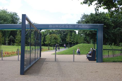 02 - Burgess Park Old Kent Road Entrance Landscape Design Entrance, Interior Landscape Design, Landscape Park, Park Entrance, Urban Intervention, Interior Landscape, Entrance Gates Design, Final Major Project, Phase One