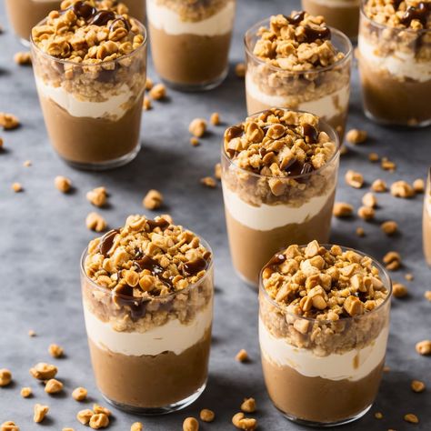 Peanut Butter Parfait with Salted Caramel Crunch Recipe Caramel Parfait, Peanut Butter Parfait, Butter Dessert Recipes, Peanut Butter Dessert, Peanut Butter Dessert Recipes, Crunch Recipe, Caramel Crunch, Peanut Butter Pretzel, Fruit Dessert Recipes