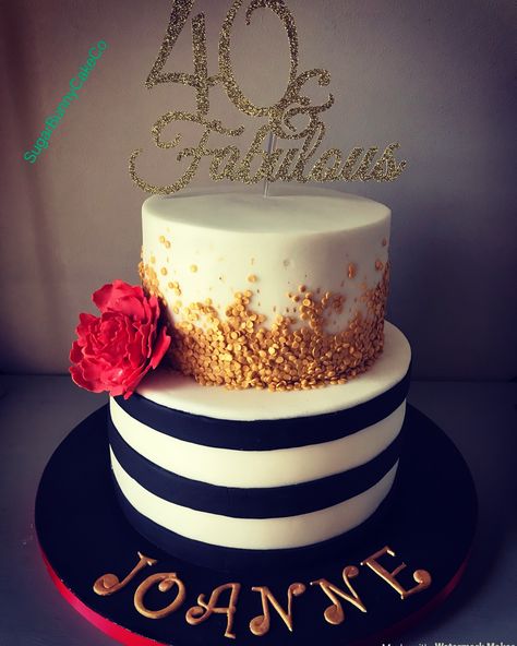 40th birthday cake Birthday Cake Ideas For 40 Year Old Woman, Birthday Cake For 46 Year Old Woman, Birthday Cake For 40 Year Old Women, Kate Spade Cake, Bts Cake, Tier Cakes, 40th Birthday Cake, 40th Cake, Two Tier Cake