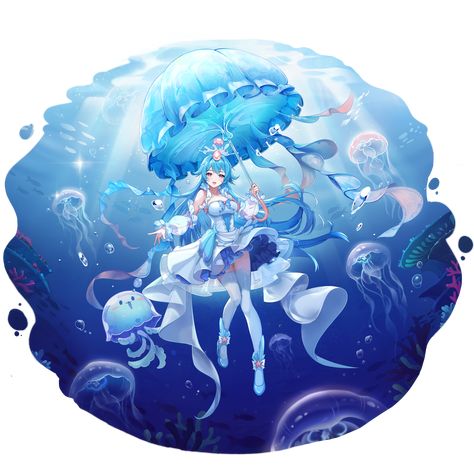 Character Splash Art Pose, Jellyfish Character Design, Jellyfish Oc, Genshin Ocs, Ocean Princess, Jellyfish Pictures, Jellyfish Art, Motion Graphics Inspiration, Splash Art