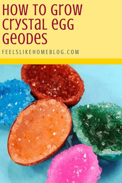 How to Make and Grow Your Own Crystal Geodes - Cool Science Experiment for Kids - These super easy and simple instructions are based on Martha Stewart's but much better with more science background. Use natural or plastic eggshells to make beautiful, fun crystals for Easter, science fair, or any time! #howtohomeschool #homeschooling #unschooling #homeschooltips Crystals For Kids, Easter Science, Grow Your Own Crystals, Science Experiment For Kids, Cool Science, Experiment For Kids, Growing Crystals, Steam Projects, Science Background