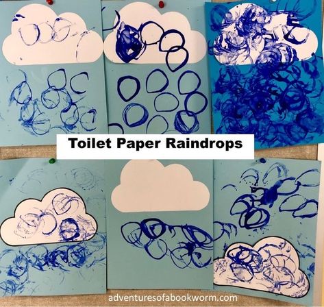 Raindrops Craft Preschool, Raindrop Activities Preschool, The Day The Crayons Saved The Rainbow Activities, Toddler Rain Craft, Rain Lesson Plans For Toddlers, Raindrop Crafts For Toddlers, Rain Art For Toddlers, Weather Crafts Infants, Rain Craft Preschool