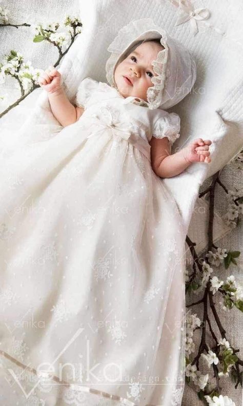 Scoop Neck Wedding Dress, Wedding Dresses Off Shoulder, Baby Blessing Dress, Baby Dress Tutorials, Baptism Dresses, Blessing Dress, Baby Robes, Baby Clothes Patterns Sewing, Baby Party Dress