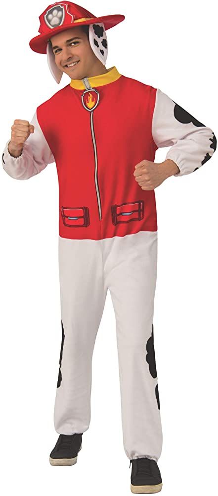 Marshall Costume, Funny Adult Costumes, Paw Patrol Costume, Childrens Halloween Costumes, Paw Patrol Marshall, Costume Jumpsuit, Hat With Ears, Marshall Paw Patrol, Dalmatian Print