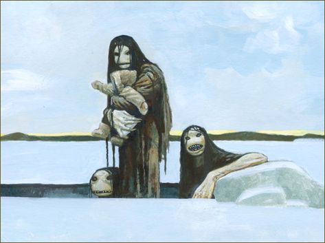 .: INUIT MYTHOLOGY:. Creepy Sea Creatures Art, Mythological Creatures Art, Sea Monsters Art, Ocean Horror, Sea Monster Oc, Inuit Mythology, Scary Sea Creatures, Scariest Monsters, Sea Monster Art