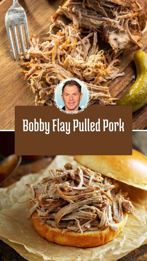 This easy and flavorful Bobby Flay Pulled Pork is perfect for a weekend meal or gathering. Slow-cooked with a blend of spices and a splash of Coke, the pork turns out incredibly tender and juicy. Serve it with your favorite barbecue sauce for a delicious, mouth-watering dish that’s perfect for tacos, sandwiches, or on its own. Tyler Florence Pulled Pork Recipe, Barbecue Sandwiches Pork, Small Batch Pulled Pork, Pulled Pork Sandwiches Recipe, Sauce For Pulled Pork Sandwiches, Pulled Pork Sides, Coke Pulled Pork, Pulled Pork Sauce, Pork Barbecue