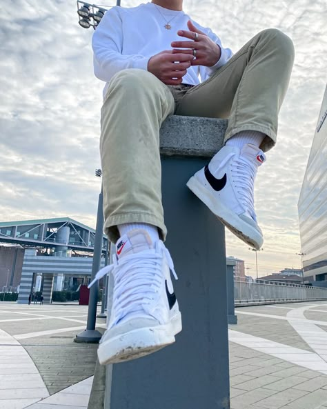 Nike Blazers Outfit Ideas Men, Outfit Blazer Blanco, Nike Blazer Mid 77 Outfit Men, Nike Blazers Outfit Ideas, Nike Blazer Outfit Men, Nike Blazer Mid 77 Outfit, Nike Blazers Outfit, Sporty Outfits Men, Outfit Ideas Men