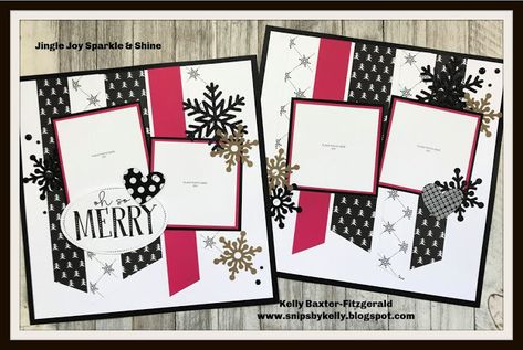 Two Page Layouts Scrapbook, Stampin Up Christmas Scrapbook Layouts, Cricut Scrapbooking Layouts, Scrapbooking Pages Layouts, Winter Scrapbook Pages, 12 X 12 Scrapbook Layouts, Simple Scrapbook Layouts, Cricut Scrapbooking Ideas, Scrapbook Layouts Ideas